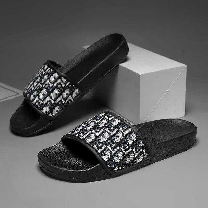 Men's Home Slippers Lightweight Summer New Style Flat and Worn Casual Retro Patterned Anti - slip Quick - drying Sandals - Womans Fashion