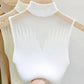 White ribbed turtleneck sleeveless top for women, soft knit fashion sweater