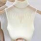 Cream ribbed turtleneck sleeveless top for women's fashion