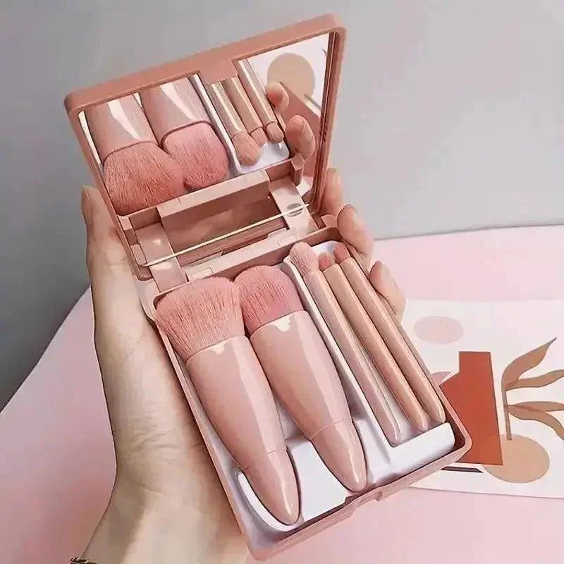 Mini Makeup Brush Set with Mirror - Womans Fashion