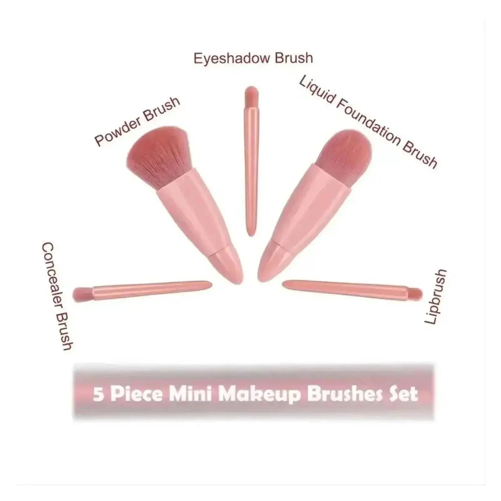 Mini Makeup Brush Set with Mirror - Womans Fashion