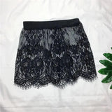 Black lace mini skirt with floral pattern, women's fashion