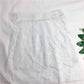 White lace mini skirt with frayed hem, women's fashion, soft texture, elegant design