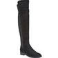 Black over-the-knee women's fashion boots with low heel, stylish and sleek design