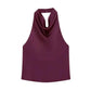 Elegant burgundy sleeveless top with cowl neckline for women's fashion