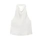 White sleeveless cowl neck top for women's fashion