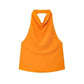 Vibrant orange halter neck sleeveless top for women's fashion