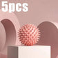 Pink spiky massage ball for muscle relief, 5pcs set on white pedestal