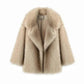 Luxury beige faux fur coat for women, stylish winter outerwear with plush texture and elegant collar