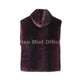 Luxury burgundy faux fur vest with high collar for women's fashion