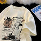 Cream cat graphic tee with 'Fantastic Cat Happy' print, cozy fashion top for women