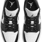 Black and white Air Jordan 1 sneakers with Jumpman logo, ideal for women's fashion and streetwear styles.