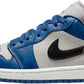 Blue and grey low-top sneaker with black swoosh, women's fashion footwear