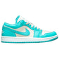 Turquoise and white low-top sneaker with Nike swoosh, women's fashion footwear