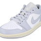 White and light gray women's fashion sneaker with Nike swoosh and Jordan logo