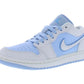 Light blue and white Nike Air Jordan 1 low sneaker for women's fashion