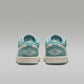 Teal and white Air Jordan 1 low sneakers with embroidered logo, women's fashion footwear