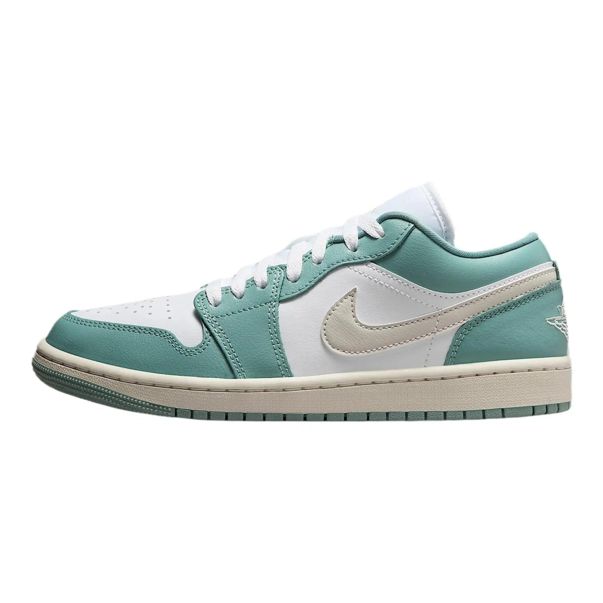 Mint green and white low-top sneaker with Nike swoosh, women's fashion footwear