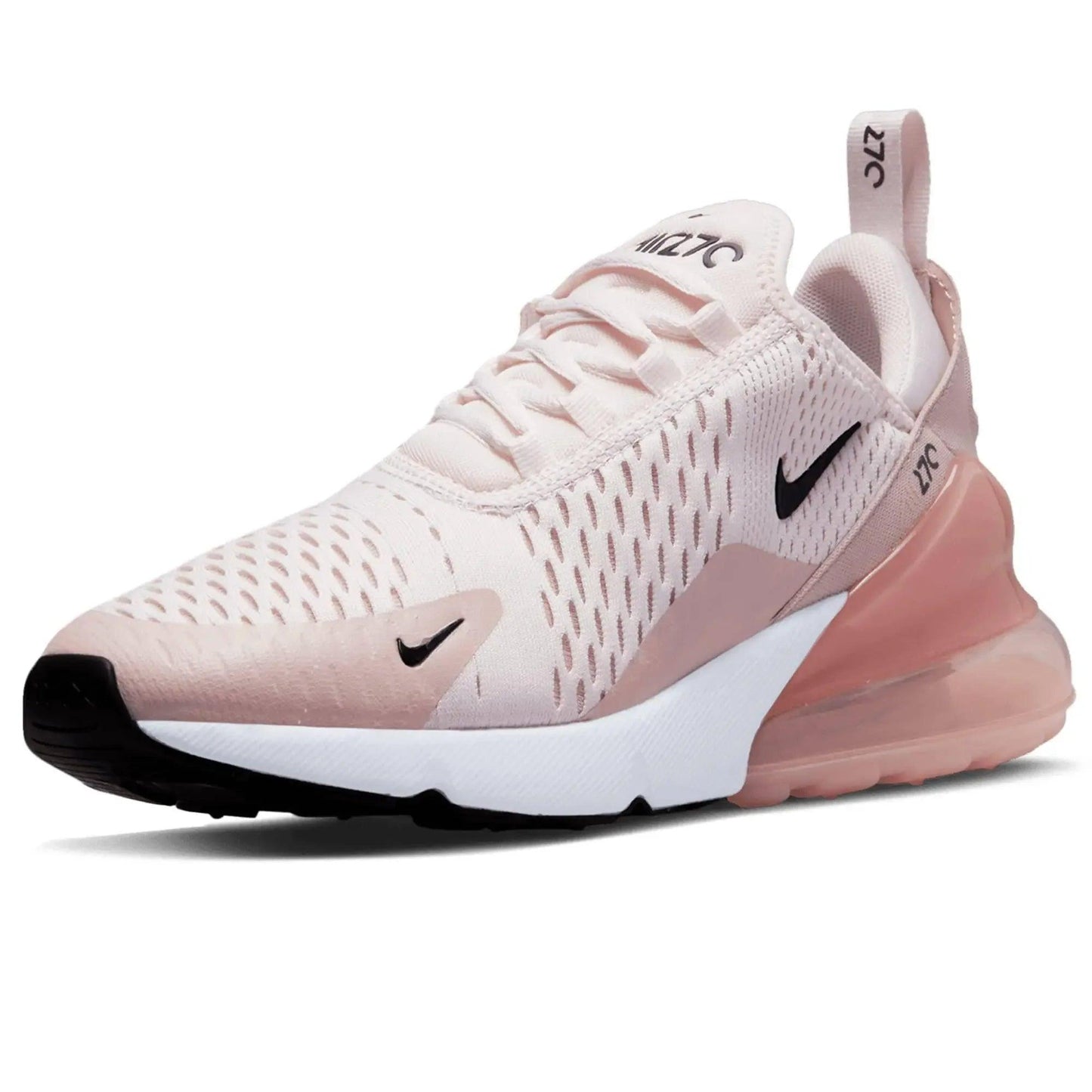 Pink Nike Air Max 270 women's sneaker with mesh upper and visible air cushioning, ideal for casual fashion and comfort.