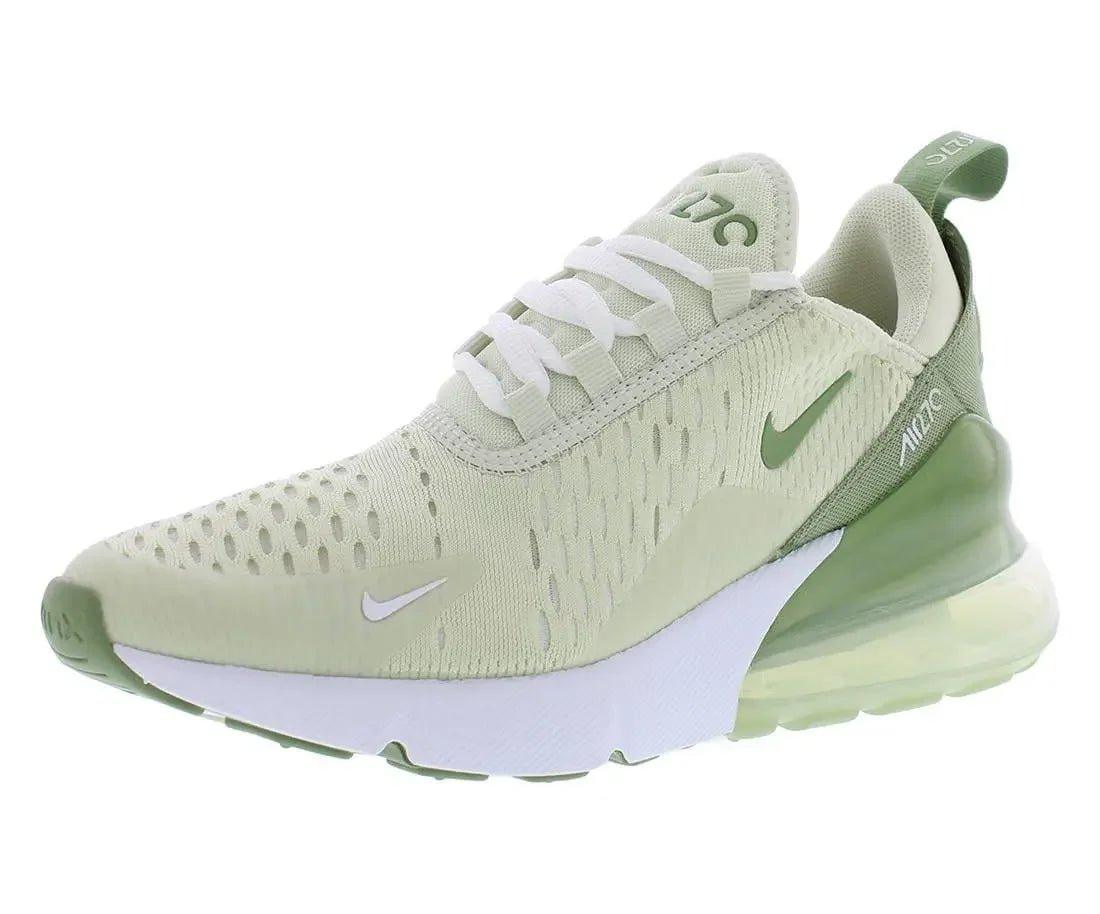 Nike Air Max 270 women's sneaker in light green with white sole and mesh upper, ideal for fashion and comfort