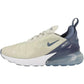Nike Air Max 270 women's sneaker with beige mesh upper and navy blue accents, featuring visible air cushioning