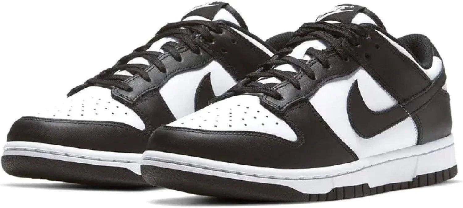 Black and white Nike Dunk Low sneakers for women's fashion and streetwear style