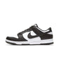 Black and white Nike Dunk Low sneaker with classic design and bold swoosh logo
