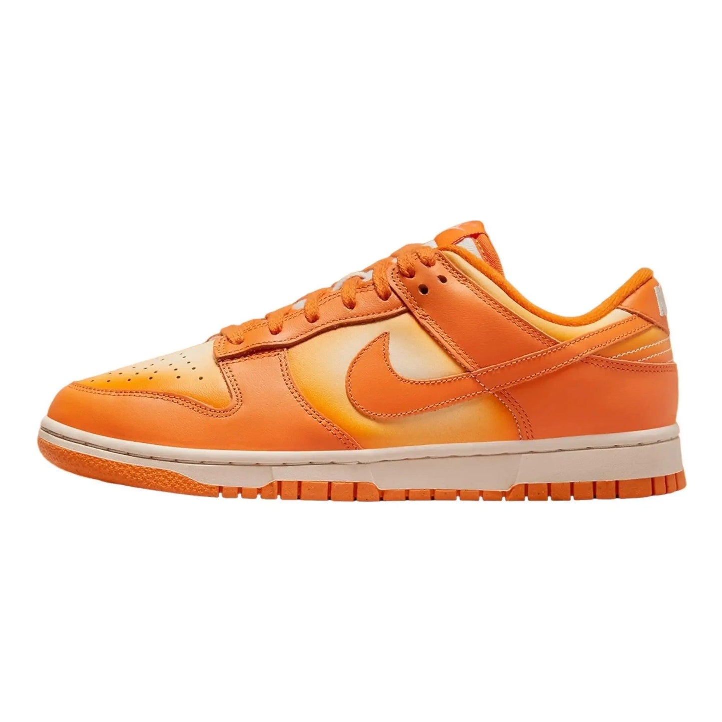 Orange gradient Nike Dunk Low sneaker with white sole, stylish women's fashion footwear