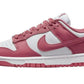 Pink and white Nike Dunk Low sneaker for women's fashion and casual wear