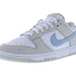White and light blue Nike Dunk Low sneaker for women's fashion