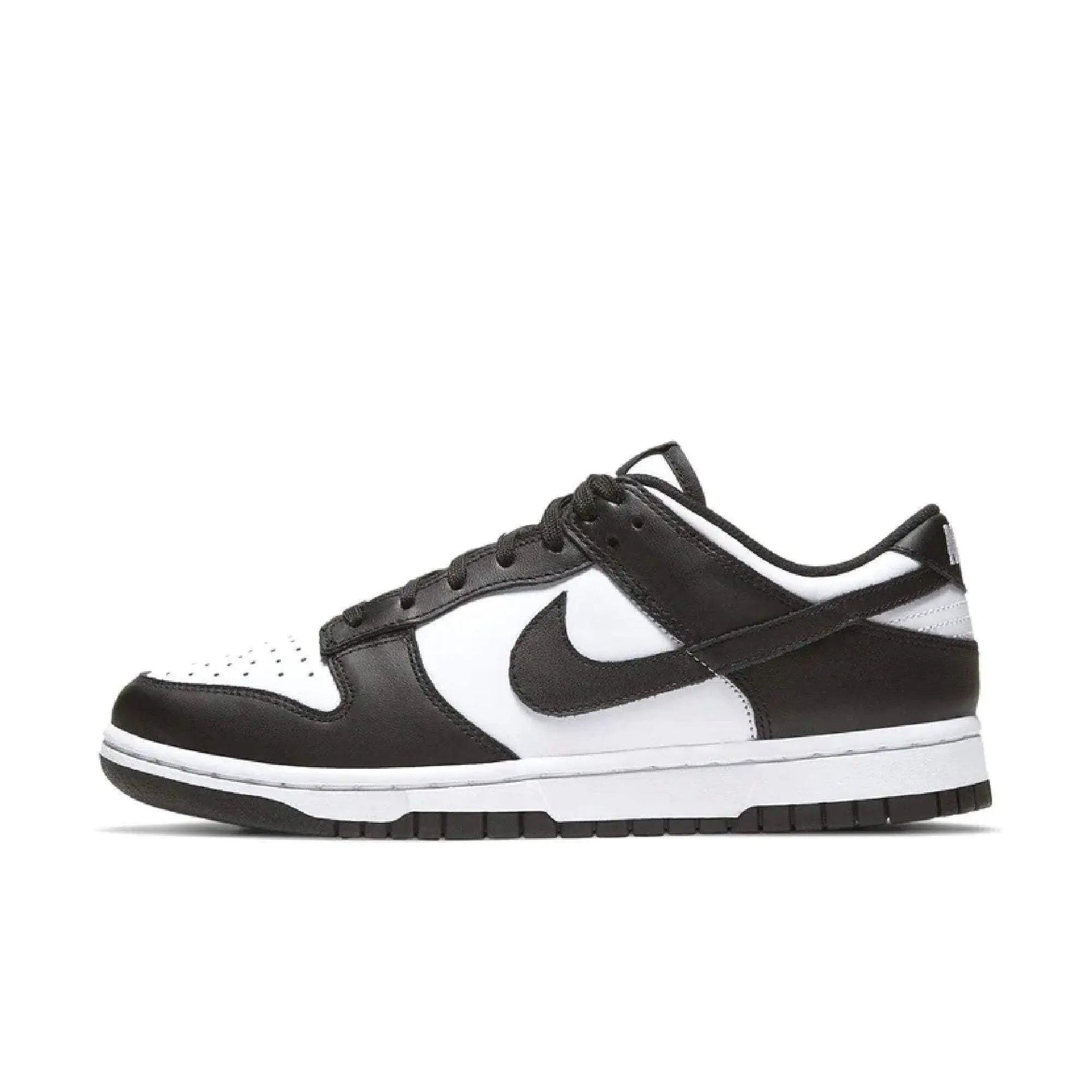 Black and white Nike Dunk Low sneaker, classic design for women's fashion and casual wear