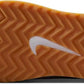 Nike shoe sole with gum rubber zigzag tread and white swoosh logo for women's fashion footwear