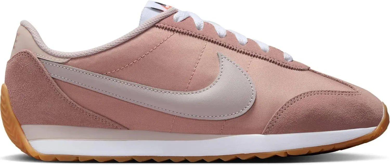 Pink Nike Cortez sneaker with white laces and gum sole, women's fashion footwear