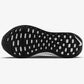 Black and white running shoe sole with Nike swoosh, designed for women's fashion and athletic performance.