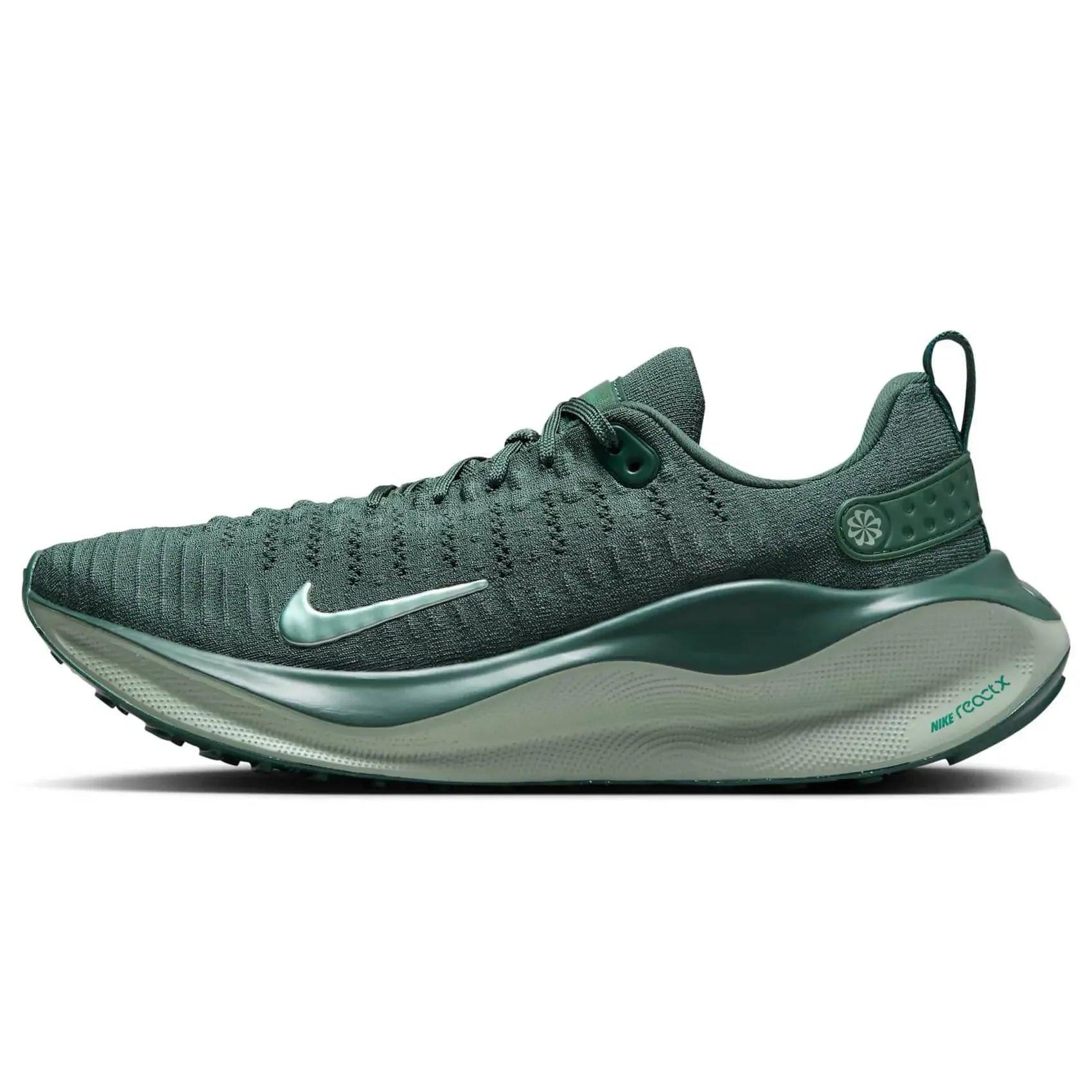 Nike React X women's running shoe in green with mesh upper and cushioned sole