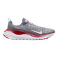 Gray and red Nike React X running shoe with white swoosh, breathable knit upper, and cushioned sole for women's fashion fitness