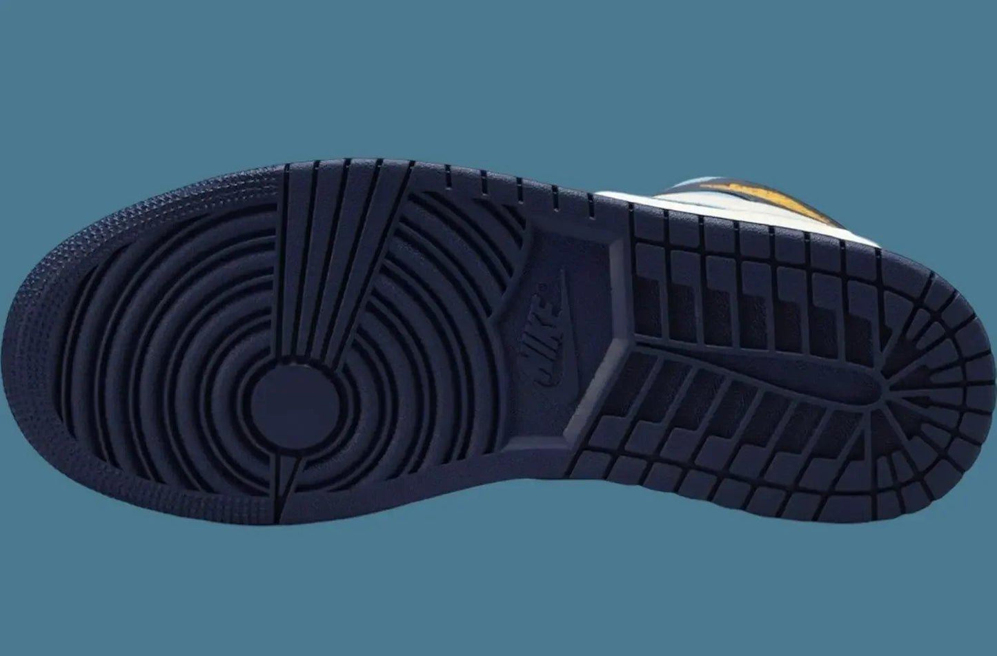 Nike sneaker sole with iconic tread pattern and branding, stylish women's fashion footwear