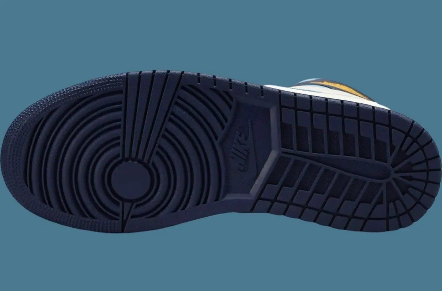 Nike sneaker sole with iconic tread pattern and branding, stylish women's fashion footwear