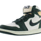 Nike Air Jordan 1 high-top sneaker in green and white with gold wing logo, women's fashion footwear