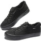 Black distressed canvas sneakers with frayed edges, perfect for women's casual fashion
