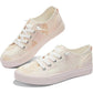 Pastel floral women's canvas sneakers with white laces, stylish casual fashion footwear
