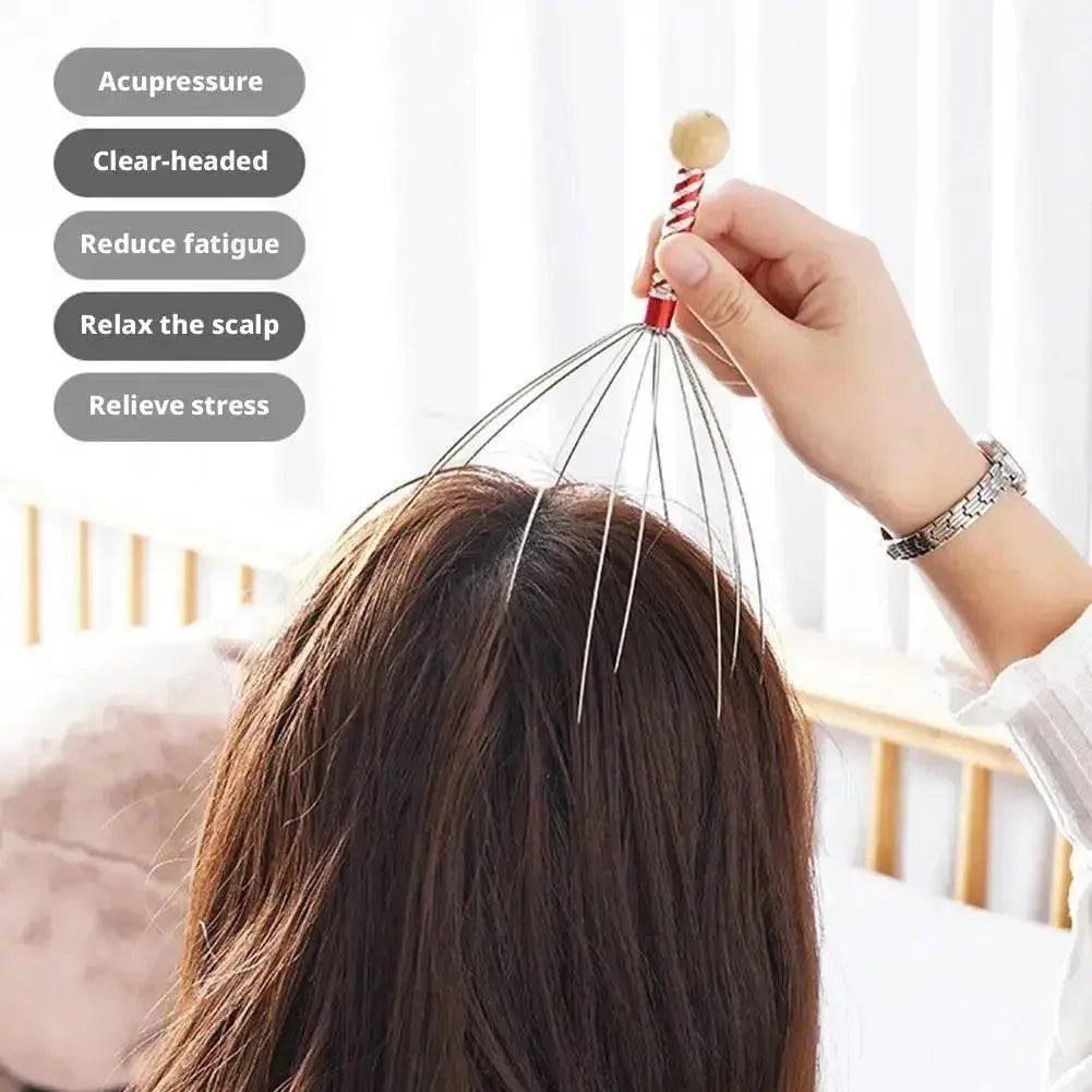 Scalp massager for relaxation and stress relief, acupressure head massage tool