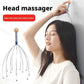 Woman using head massager to relax scalp and relieve stress, self-care beauty tool