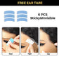 6 pcs sticky invisible ear tape for wig installation, peel tape lay steps shown