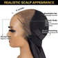 Realistic scalp lace front wig with breathable cap, pre-cut lace, and elastic drawstring for secure fit