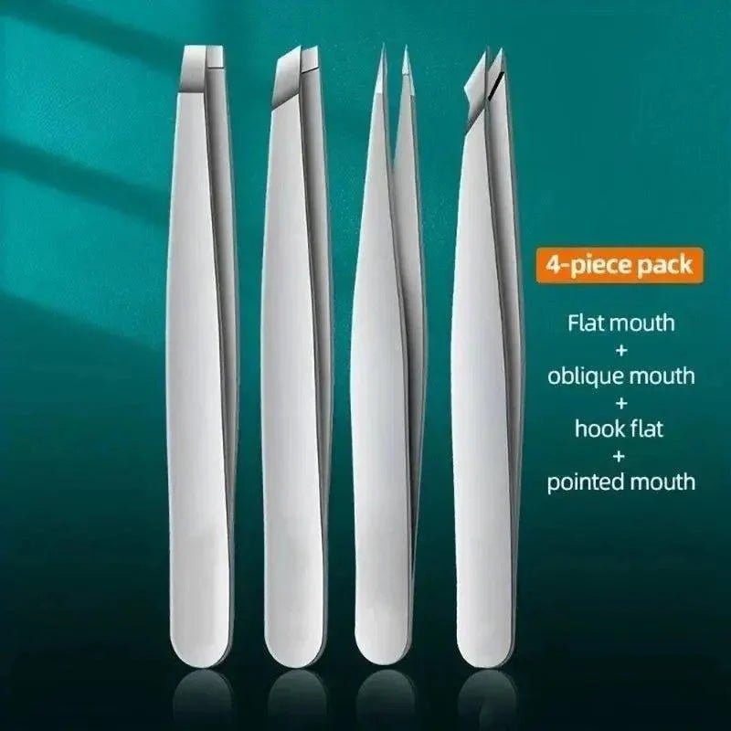 Ouriner Eyebrow Tweezers Set 4 Pcs Stainless Steel Eyebrow Forceps Professional Beauty Tool Set For Facial Hair Inward Growing - Womans Fashion