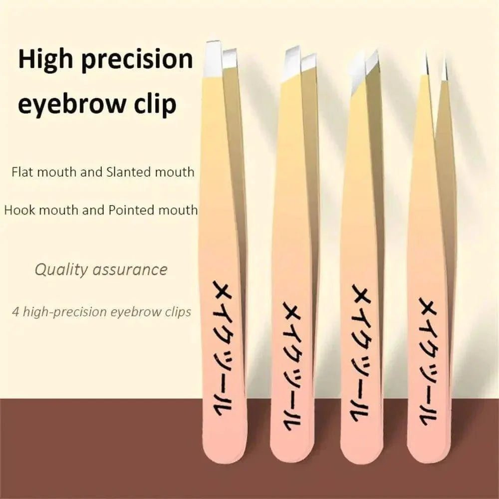 Ouriner Eyebrow Tweezers Set 4 Pcs Stainless Steel Eyebrow Forceps Professional Beauty Tool Set For Facial Hair Inward Growing - Womans Fashion