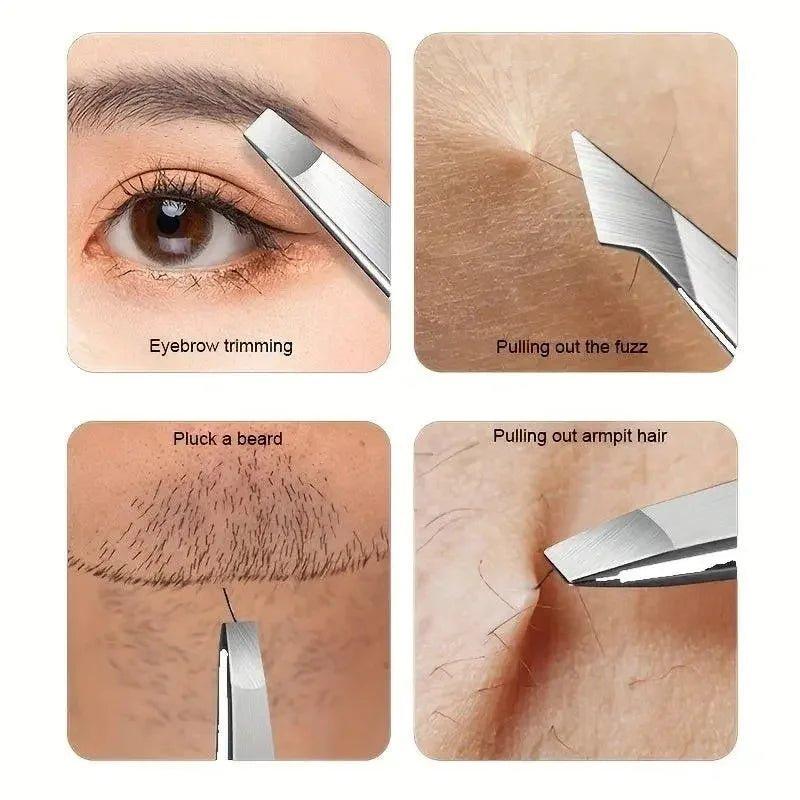 Ouriner Eyebrow Tweezers Set 4 Pcs Stainless Steel Eyebrow Forceps Professional Beauty Tool Set For Facial Hair Inward Growing - Womans Fashion