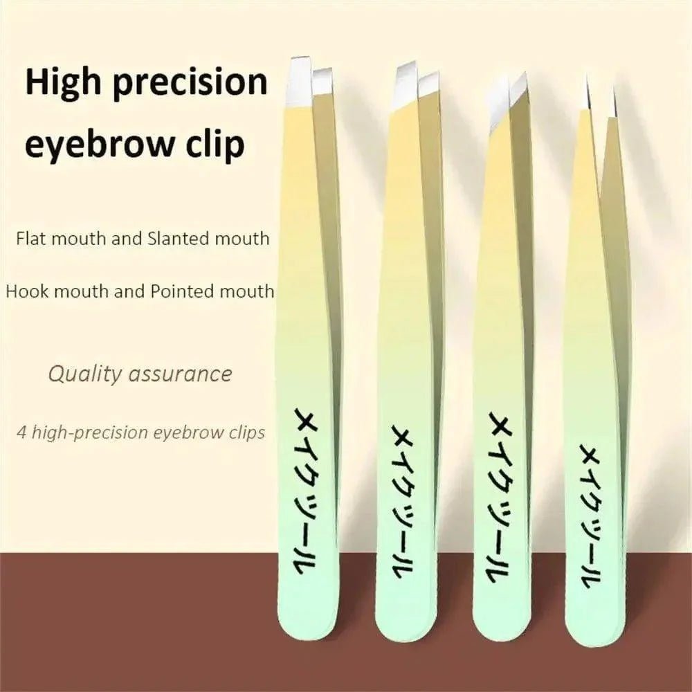 Ouriner Eyebrow Tweezers Set 4 Pcs Stainless Steel Eyebrow Forceps Professional Beauty Tool Set For Facial Hair Inward Growing - Womans Fashion