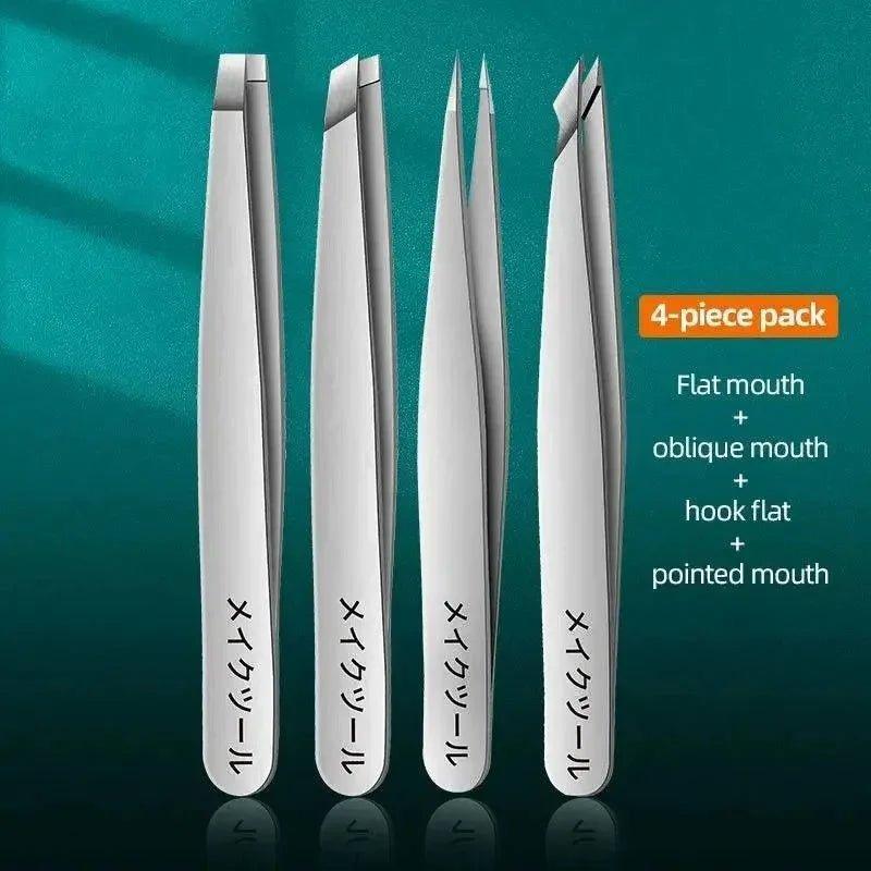 Ouriner Eyebrow Tweezers Set 4 Pcs Stainless Steel Eyebrow Forceps Professional Beauty Tool Set For Facial Hair Inward Growing - Womans Fashion